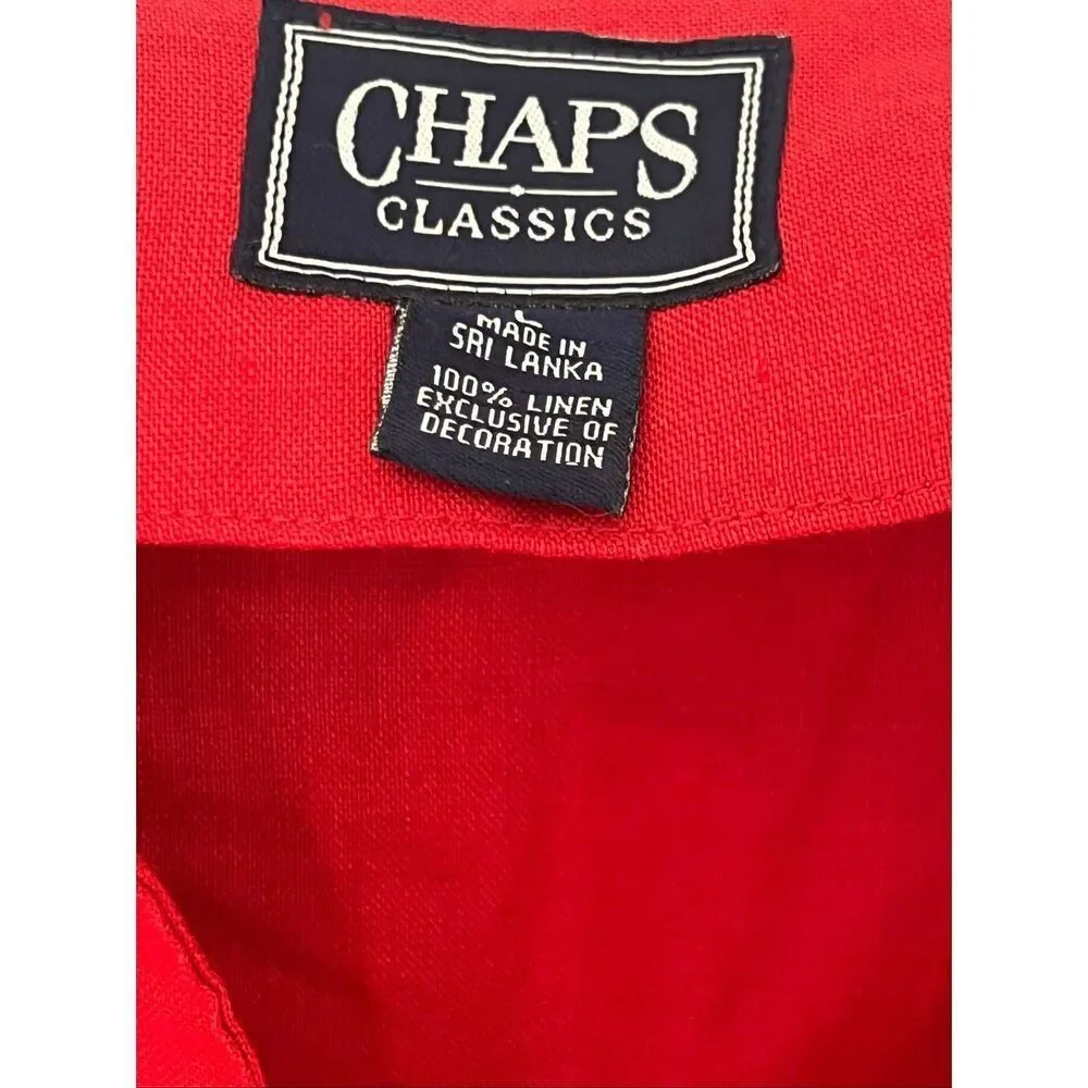 Chaps Classic Ralph Lauren linen red tunic